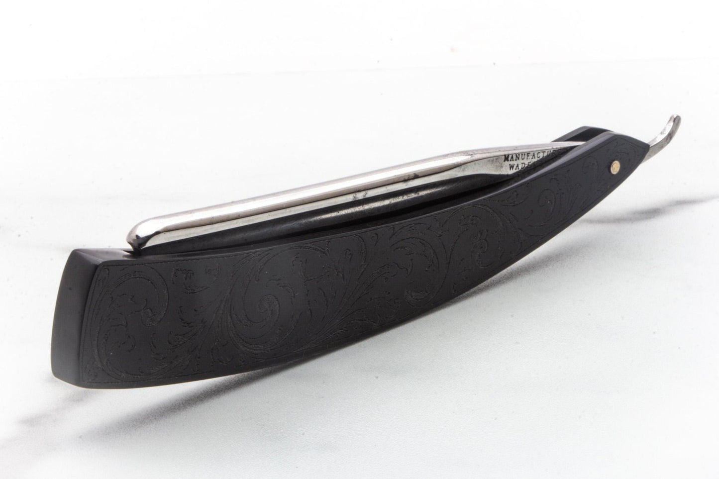 6/8" Vintage Restored Wade & Butcher Straight Razor with Filigree Etched Acrylic Scales & Barbers Notch