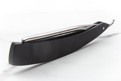 6/8" Vintage Restored Wade & Butcher Straight Razor with Filigree Etched Acrylic Scales & Barbers Notch