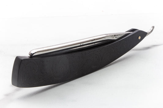 6/8" Vintage Restored Wade & Butcher Straight Razor with Filigree Etched Acrylic Scales & Barbers Notch