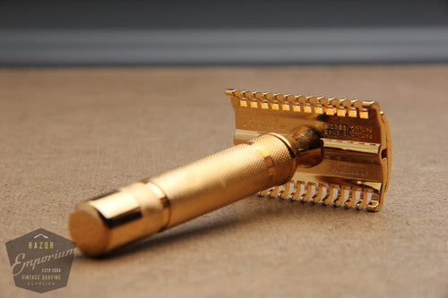 Gillette 1930's Bar Handle Long Comb "NEW" DE Safety Razor ** 24K Gold REVAMPED
