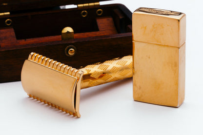 1920's Gillette New Improved Gold Richwood G Safety Razor Set