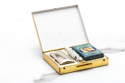 1973 T4 Gillette Ball End Tech Travel Safety Razor Set With Floral Case| Original Condition