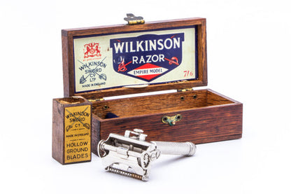 1940's Wilkinson Sword Co. Runner Guard Empire Razor with Case and Blades