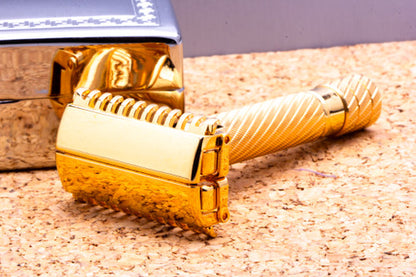1930's Gillette Aristocrat Deluxe Double Edge Razor Set | 24K Gold Revamp