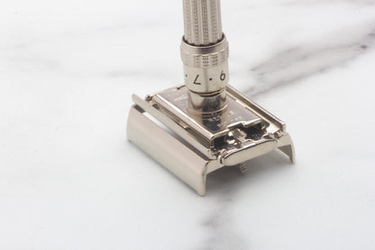 1966 L1 Gillette Slim Adjustable TTo Double Edge Safety Razor | Factory Nickel Revamp