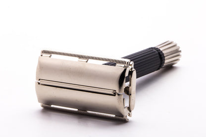 1973 T2 Gillette Black Handle Super Speed Safety Razor  | Factory Nickel Revamp