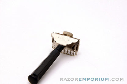 1930s Gem Junior SE Safety Razor w/ Black Handle Factory Nickel Revamp