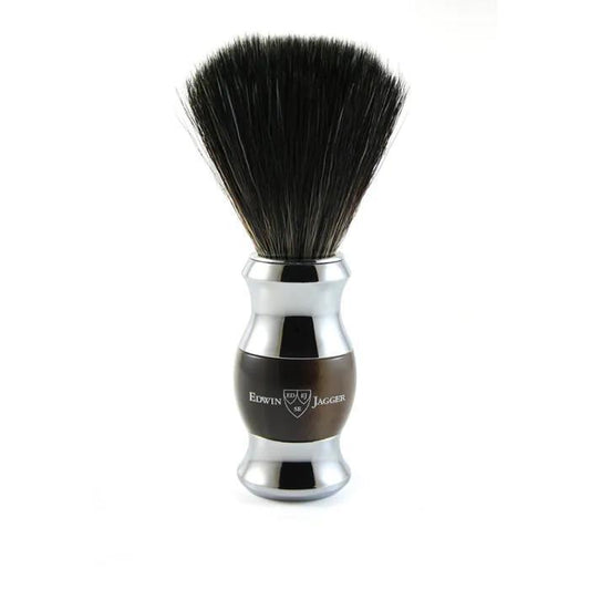 Edwin Jagger | Imitation Light Horn & Chrome Shaving Brush (Black Synthetic)