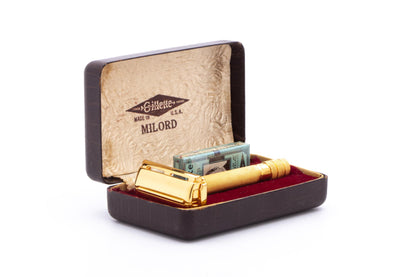 1940's Gillette Milord DE Safety Razor Set with Blades  | Original Condition