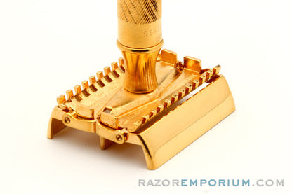1934 Gillette Aristocrat Bulldog Open Comb w/ Gold Case & Blade Bank | 24K Gold Revamp