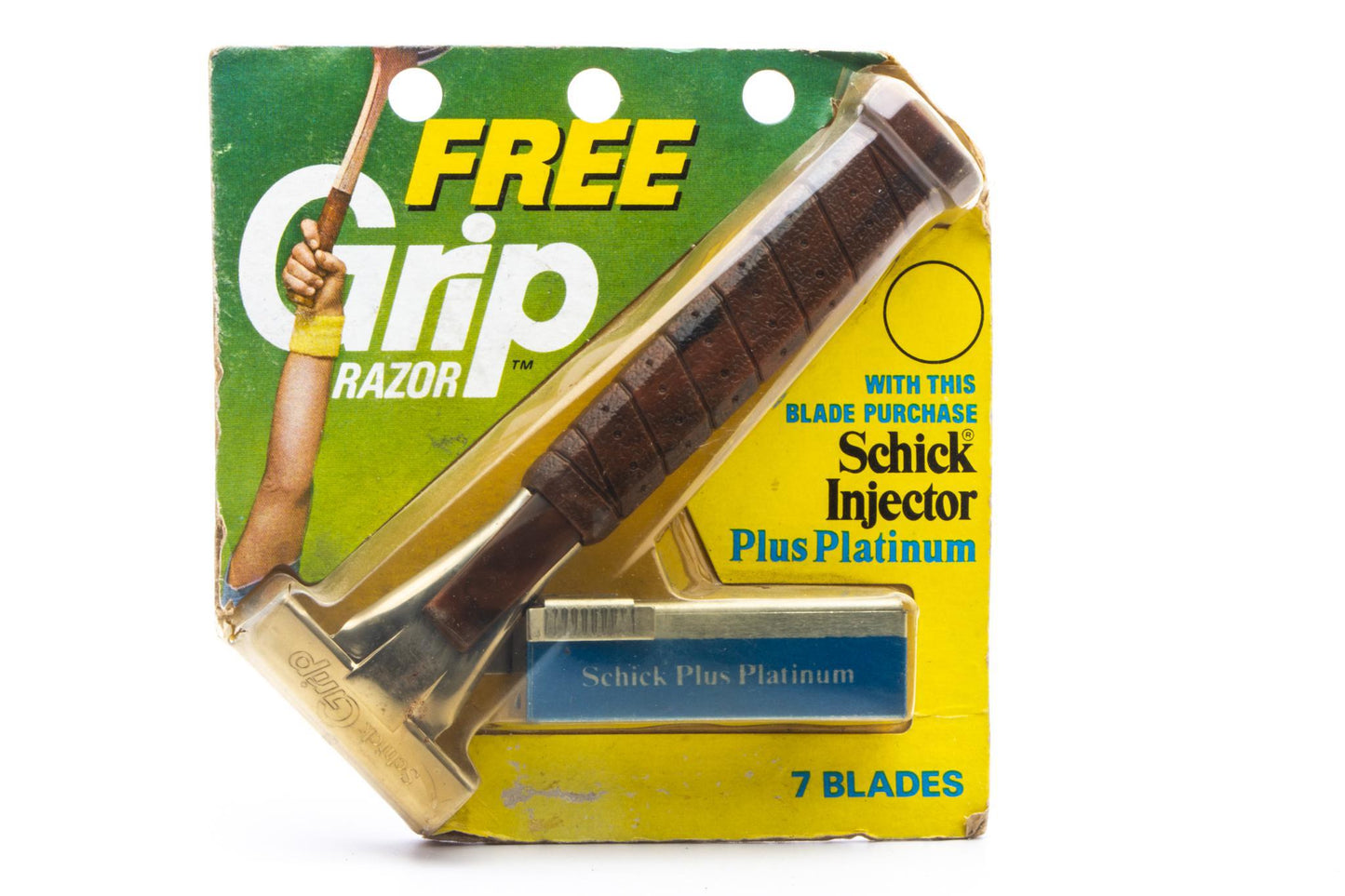 1960's Schick Grip Injector Safety Type L Razor w Tennis & Golf Handle  | New Old Stock