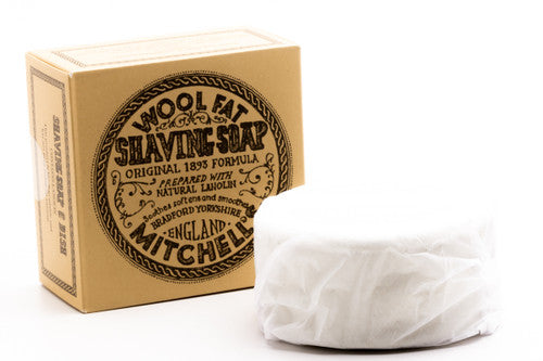 Mitchell's Wool Fat Shaving Soap in Ceramic Dish