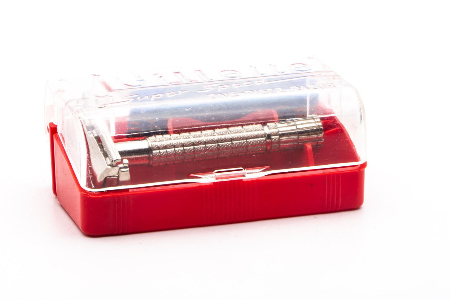 1958 D3 Gillette Flare Tip Super Speed Safety Razor Set In Red Case | Original Condition