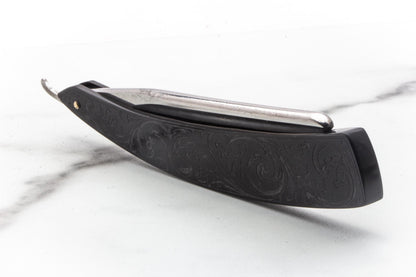 6/8" Vintage Restored Wade & Butcher Straight Razor with Filigree Etched Acrylic Scales & Barbers Notch