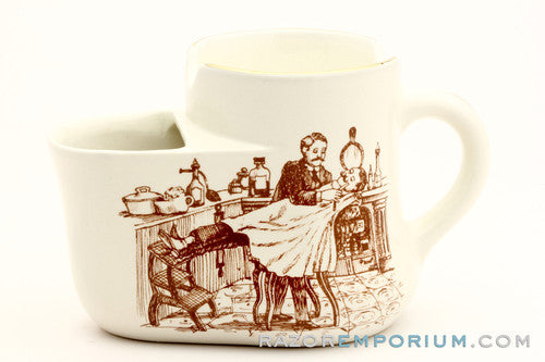 Burleigh Ironstone Barbershop Ceramic Shaving Scuttle Made in Staffordshire England
