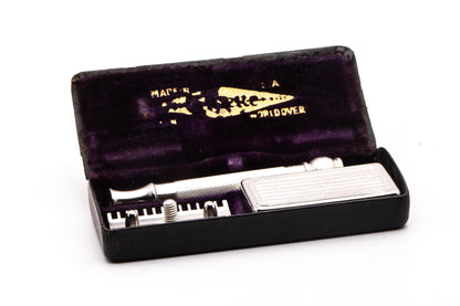 1920's Gillette Ball End Old Type Double Edge Safety Razor Set | Factory Nickel Revamp