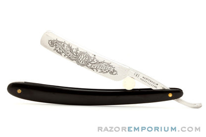 4/8" George Wostenholm and Son Engraved Round Tip Straight Razor w/ Case | Sheffield England