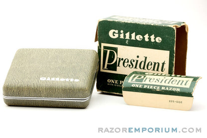 1953 Y3 Gillette President DE Safety Razor Set w/ Case & Blades in Original Box