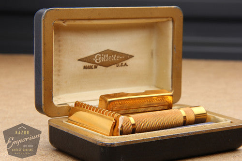 Gillette 1930's NEW Bostonian Long Comb DE Safety Razor Set in Box