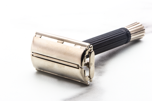 1971 R3 Gillette Black Handle Super Speed Safety Razor |  Factory Nickel Revamp