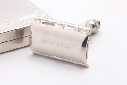 1965 K2 Gillette Tech Travel Double Edge Safety Razor Set | Original Condition