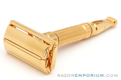 1960 Gillette F4 Toggle Adjustable DE Safety Razor | 24K Factory Gold Revamp