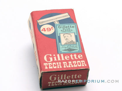 1957 C2 Gillette Ball End Tech DE Razor in Original Red Box w/ Blades