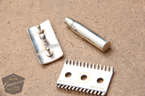 Gillette 1924 New Improved Safety Razor in Sterling Silver Travel Set -RARE
