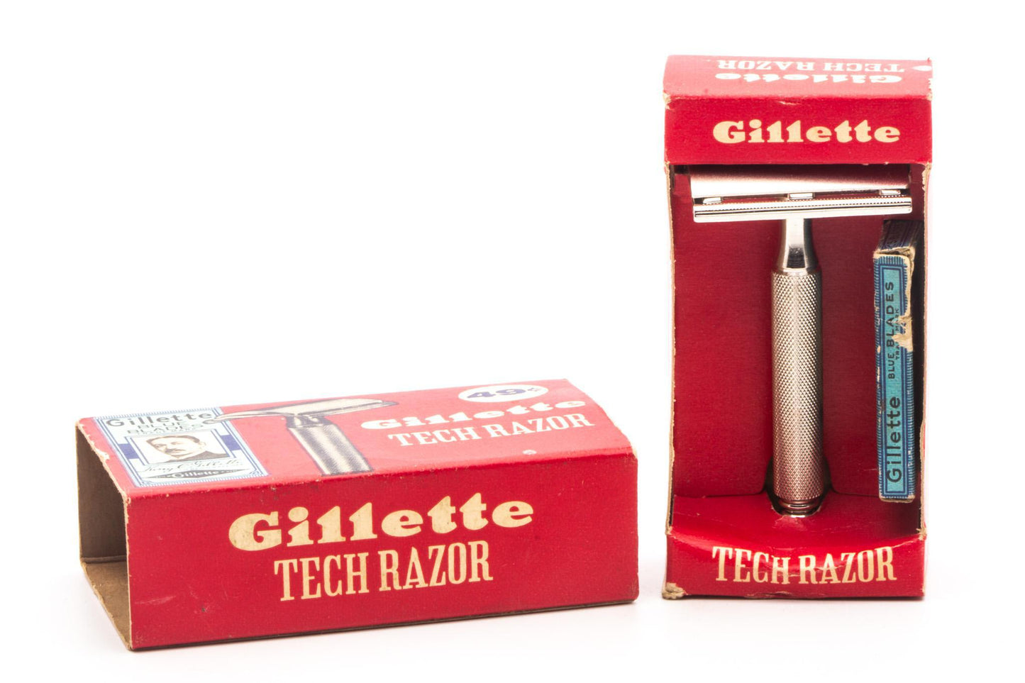 1960 F2 Gillette Ball End Tech Razor Set With Original Red Box | Original Condition