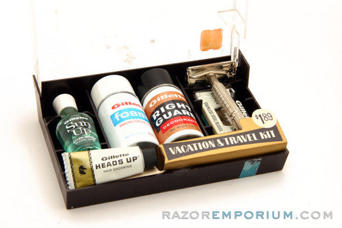 1965 Gillette K4 Flair Tip Super Speed Safety Razor Vacation & Travel Kit
