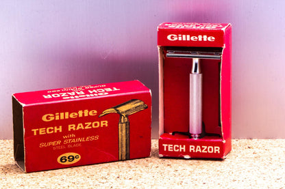 1967 L4 Gillette Ball End Tech Razor in Box | Original Condition