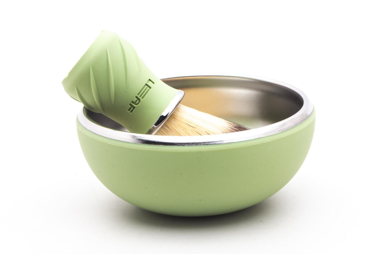 Leaf | Metal & Silicone Shave Bowl And Brush - Sage