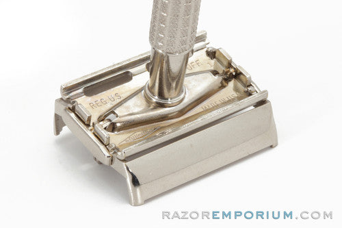 1960 F4 Gillette Flare Tip Super Speed Safety Razor | Factory Nickel Revamp