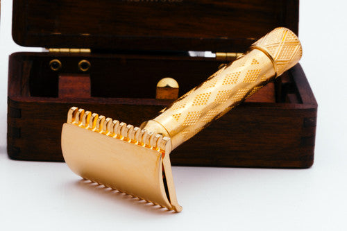 1920's Gillette New Improved Gold Richwood G Safety Razor Set