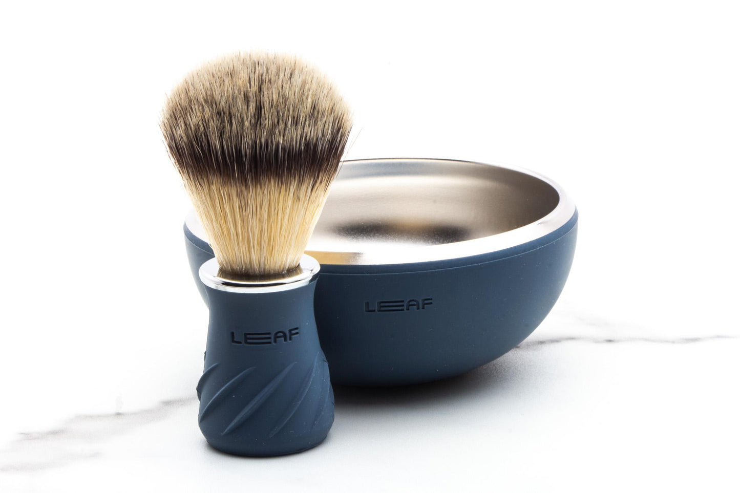 Leaf | Metal & Silicone Shave Bowl And Brush - Glacier