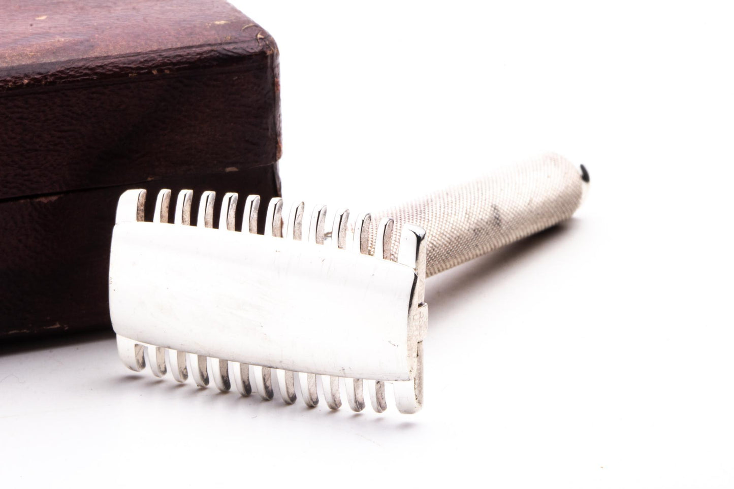 Apollo 3 Piece Open Comb Double Edge Razor with Leather Case & Blade Banks | Original Condition