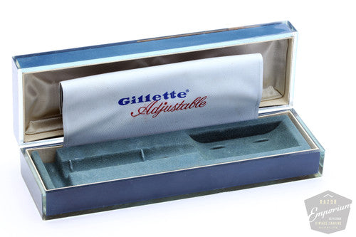 Gillette 1960 Gold Toggle Adjustable DE Safety Razor Set w/ Case & Blades - F4
