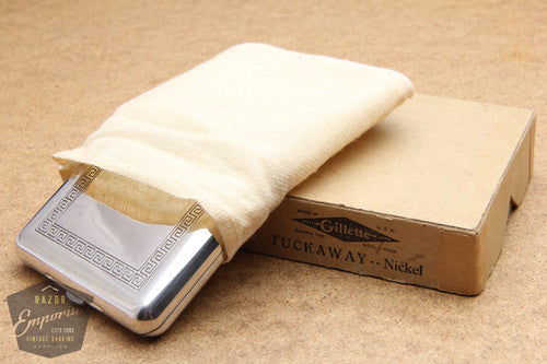 Gillette 1921 New Improved Nickel Tuckaway Travel DE Safety Razor Set