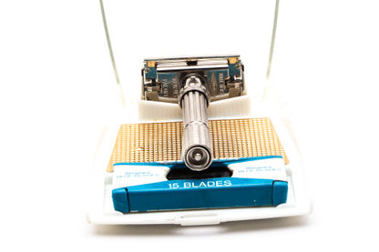 1962 H3 Gillette Slim Adjustable Double Edge Safety Razor Set | Original Condition