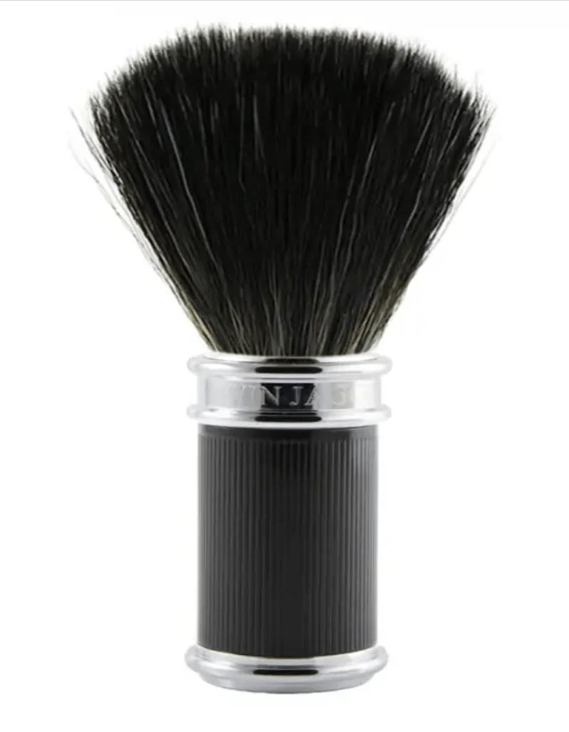 Edwin Jagger | Black Rubber Coated Black Synthetic Shaving Brush, Medium