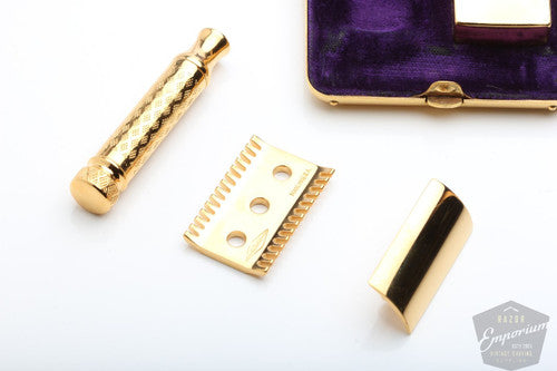 Gillette 1926 New Improved Tuckaway Style Travel Set - 24k Gold Revamp