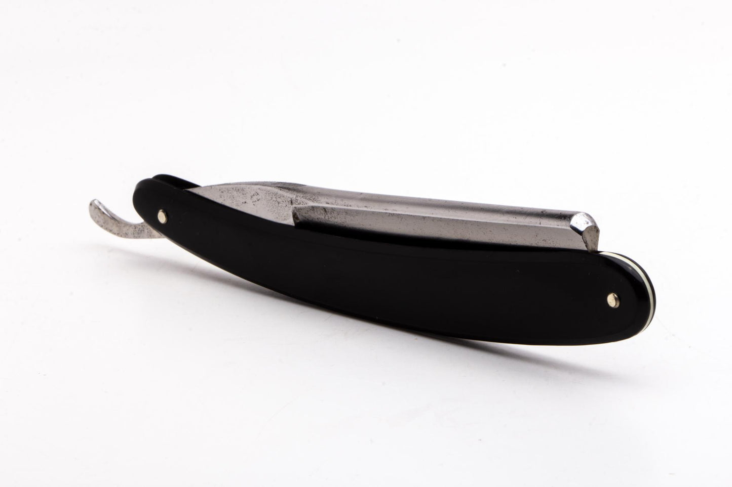 7/8" Filarmonica "Doble Temple" #14 Black/Silver Inlay Straight Razor w/ Coffin | Spain