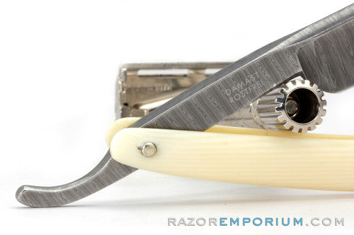 5/8" H. Boker 180 Layer Damascus Stainless Steel Straight Razor | Shave Ready