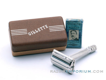 1941 Ranger Tech DE Safety Razor w/ Original Tolex Case & Blades