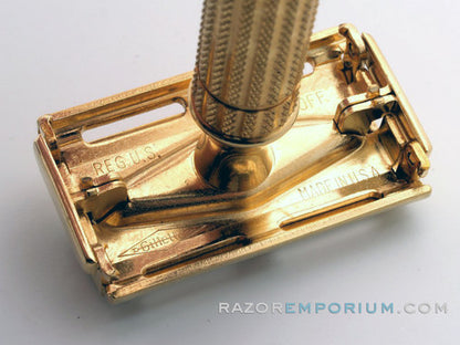 Gillette 1948-51 Aristocrat DE Safety Razor w/ Leather Case & Blades