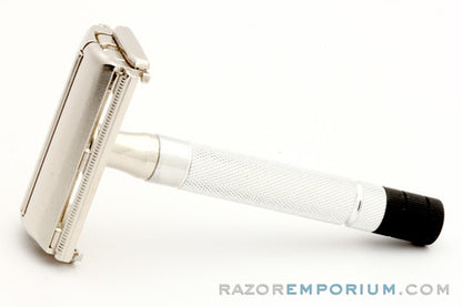 1951 W2 Gillette Black Tip Super Speed TTO DE Razor Set w/ Case & Blades
