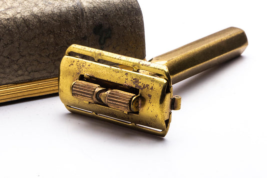 1930s King Oscillator Gold Double Edge Safety Razor Set | Original Condition