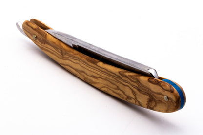 5/8" Ertan Süer Gustav Train Express Carbon Straight Razor | Olivewood Scales