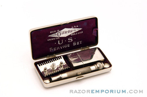 Gillette 1918 US Service Set Ball End Old Type with Metal Case