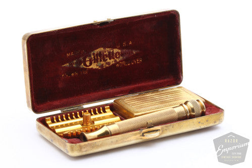 Gillette 1930s Long Comb NEW Double Edge Set | Floral Case